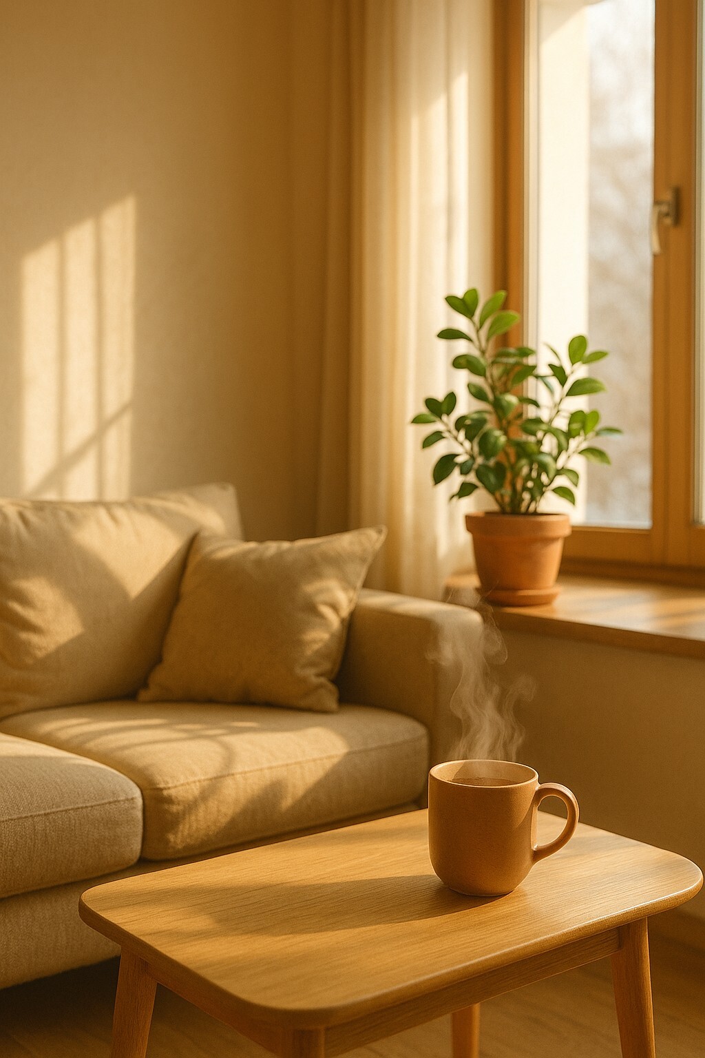 겨울 습도 유지, 햇살과 증기가 어우러진 따뜻한 실내 공기