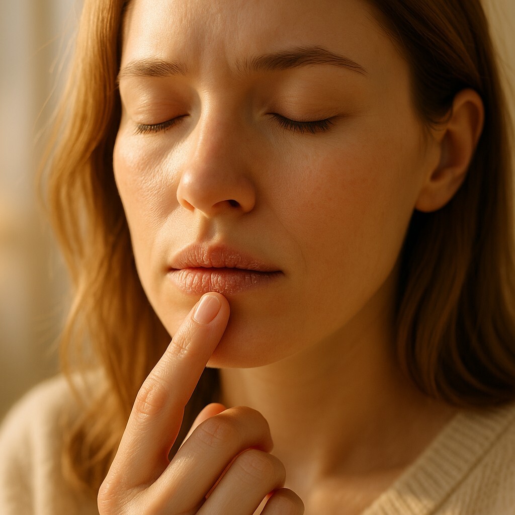 겨울철 입술 트는 이유를 순환 문제로 표현한 이미지