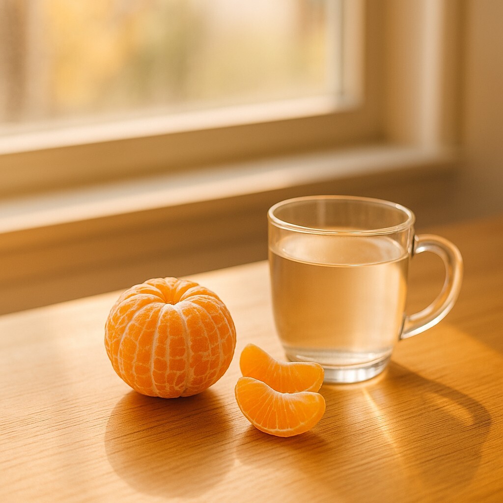 귤 효능 – 아침 피로와 면역을 한입으로 채우는 이유를 상징하는 따뜻한 아침 귤 이미지