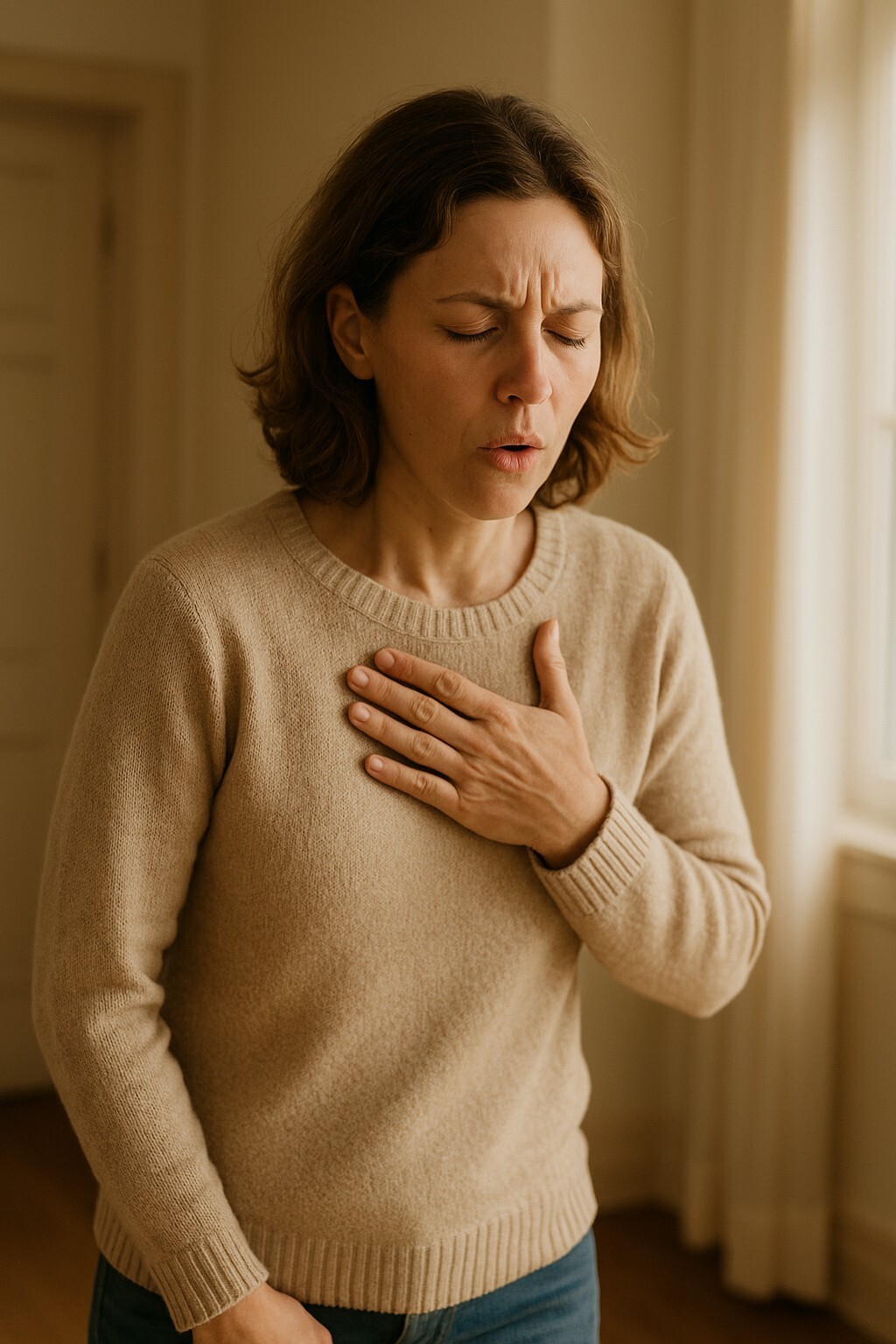 독감 폐렴 전조증상을 표현한 프리미엄 건강 이미지