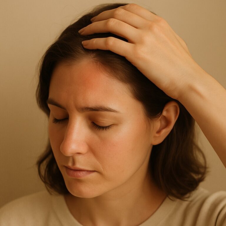 두피 뜨겁고 아픈 초기 신호를 자연광으로 표현한 이미지