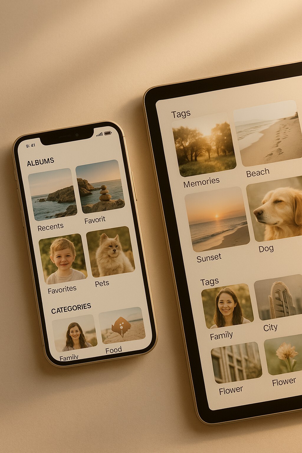 사진 정리 어플, AI 자동 앨범 화면