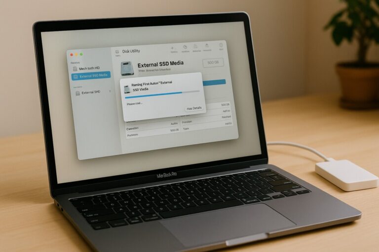 Mac 외장하드 인식 오류를 디스크 유틸리티로 점검하고 복구하는 과정을 보여주는 장면