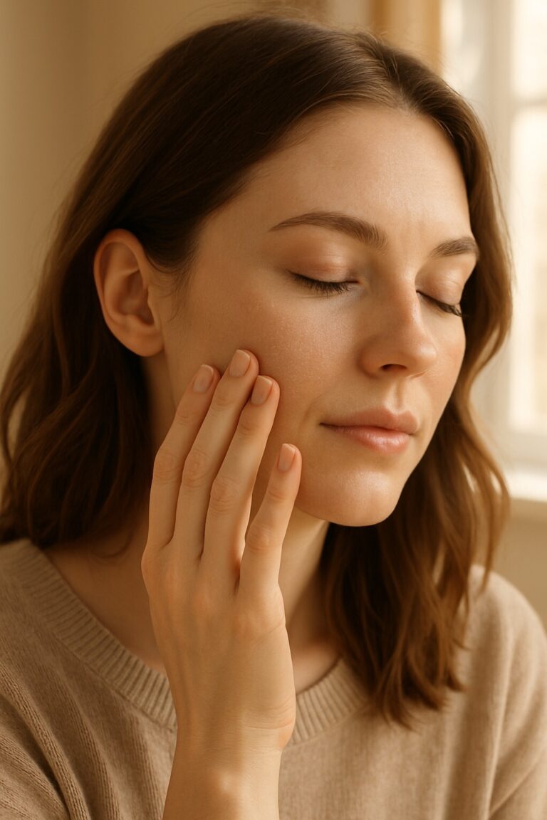 피부가 하얗게 일어나고 가려울 때, 보습제보다 먼저 바꿔야 할 습관과 환경 조절을 따뜻한 자연광 속에서 표현한 이미지