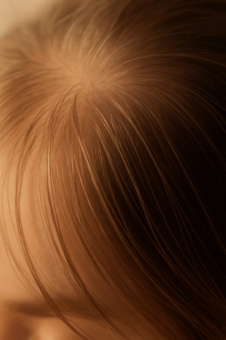 하루 동안 달라지는 두피 컨디션, 모발 굵기가 먼저 알려준다 이미지, 미세한 굵기 변화가 자연광 아래에서 은은하게 드러나는 장면