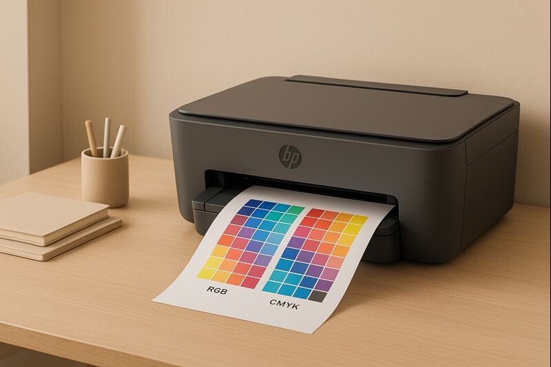 HP 프린터 색상 문제를 점검하는 장면
