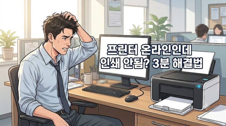 프린터가 온라인인데 출력이 안 될 때 인쇄 오류를 해결하는 방법 일러스트