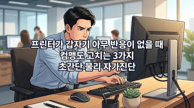 프린터가 갑자기 아무 반응이 없을 때 컴맹이나 초보자도 쉽게 따라 할 수 있는 3가지 초간단 물리 자가진단 안내 이미지