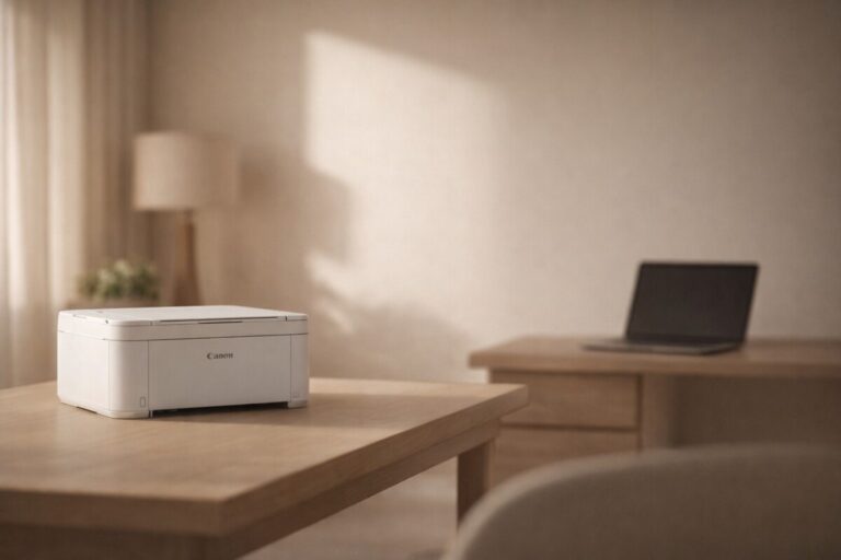 스마트폰에서는 되는데 PC에서는 안 될 때 Canon 프린터 연결 문제가 발생한 홈 오피스 환경을 표현한 대표 이미지