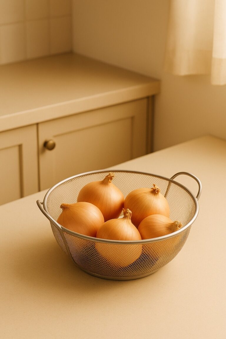 양파 보관법, 통풍 좋은 바구니에 양파를 두는 장면