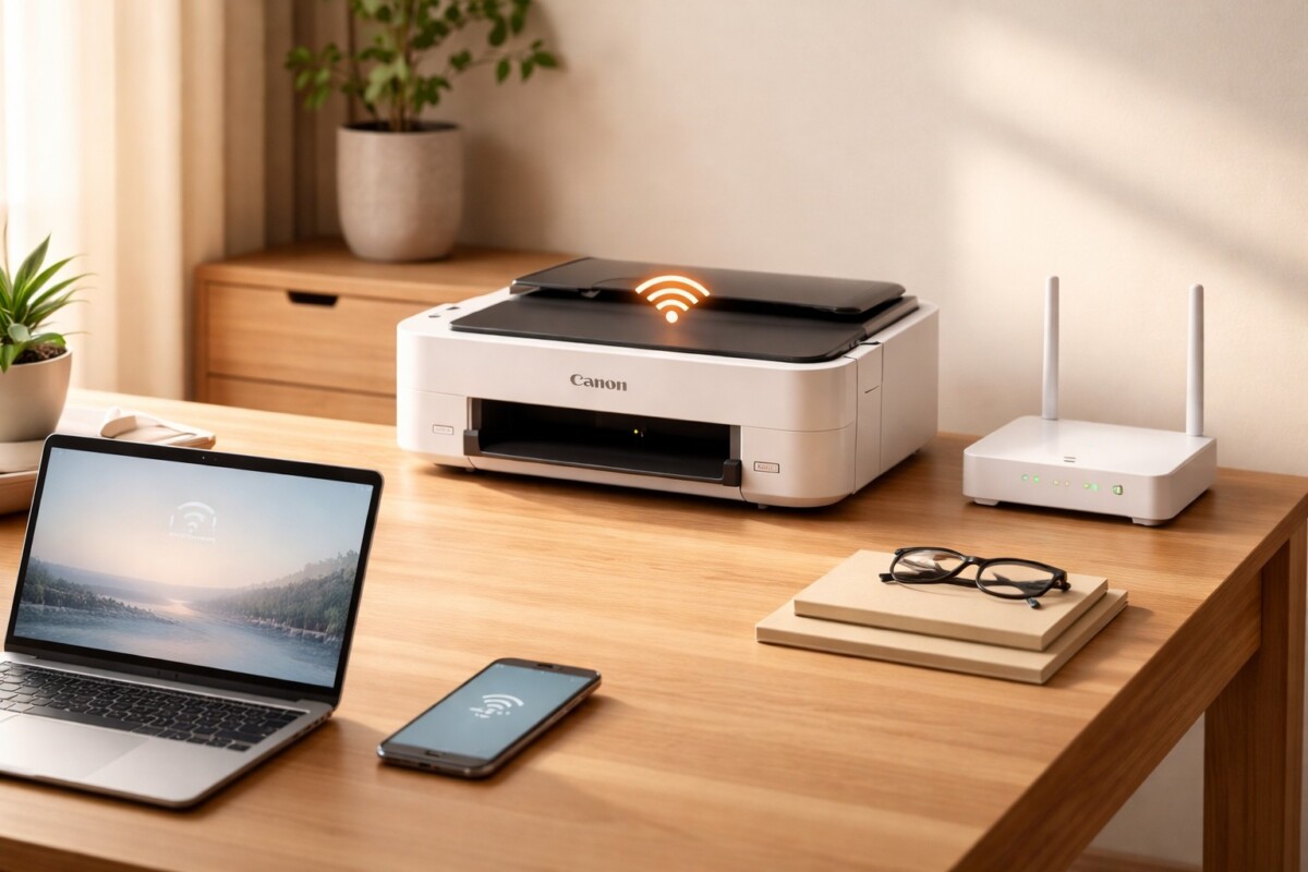 캐논 프린터 Wi-Fi가 아예 잡히지 않을 때 상황을 표현한 장면