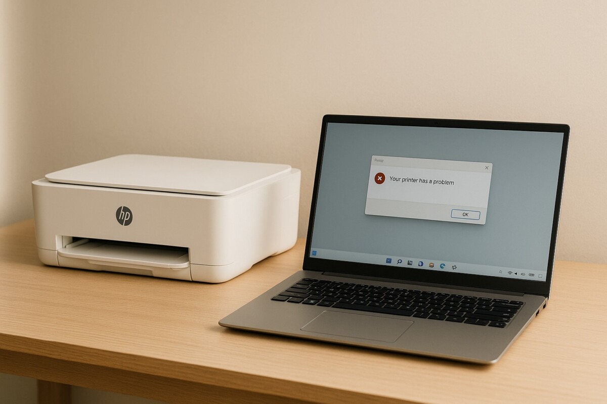 HP 프린터 연결 안 될 때 초기화와 재연결 과정을 안내하는 기술 설정 장면