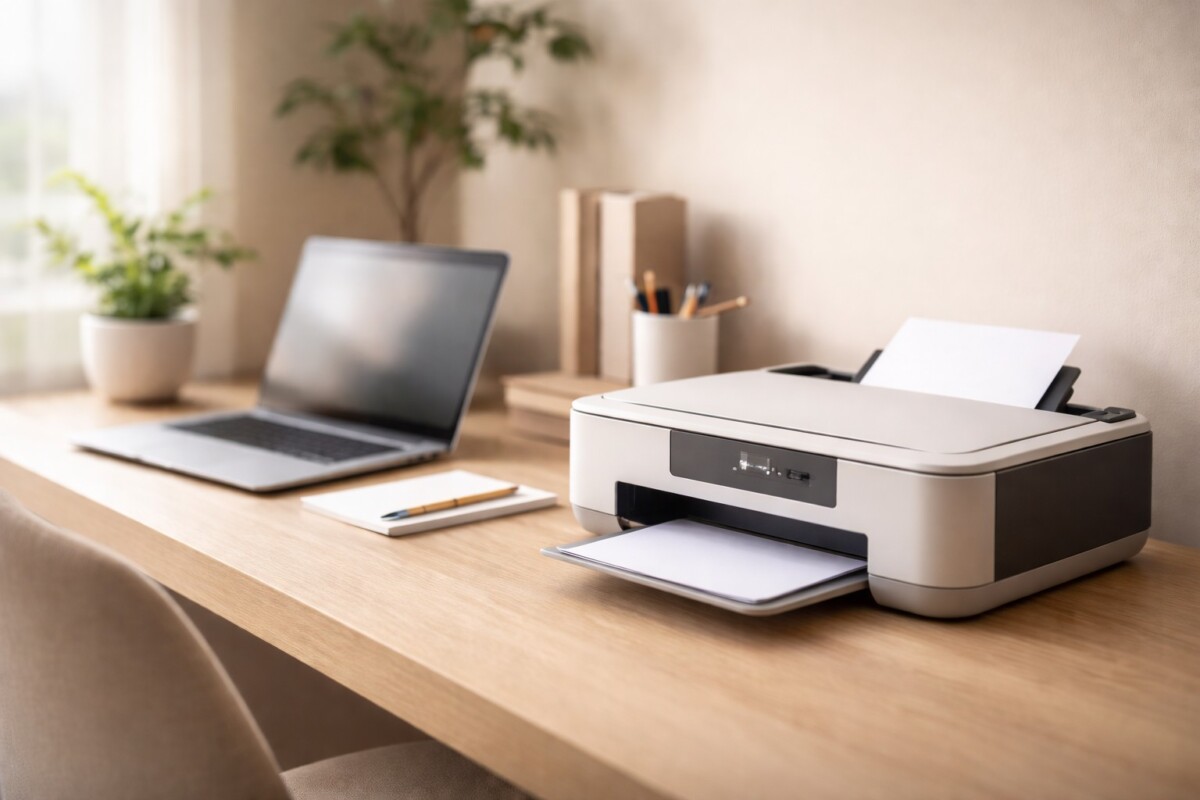 프린터 오프라인에서 안 돌아올 때 Windows 설정 문제로 온라인 복구가 되지 않는 홈오피스 환경을 표현한 대표 이미지