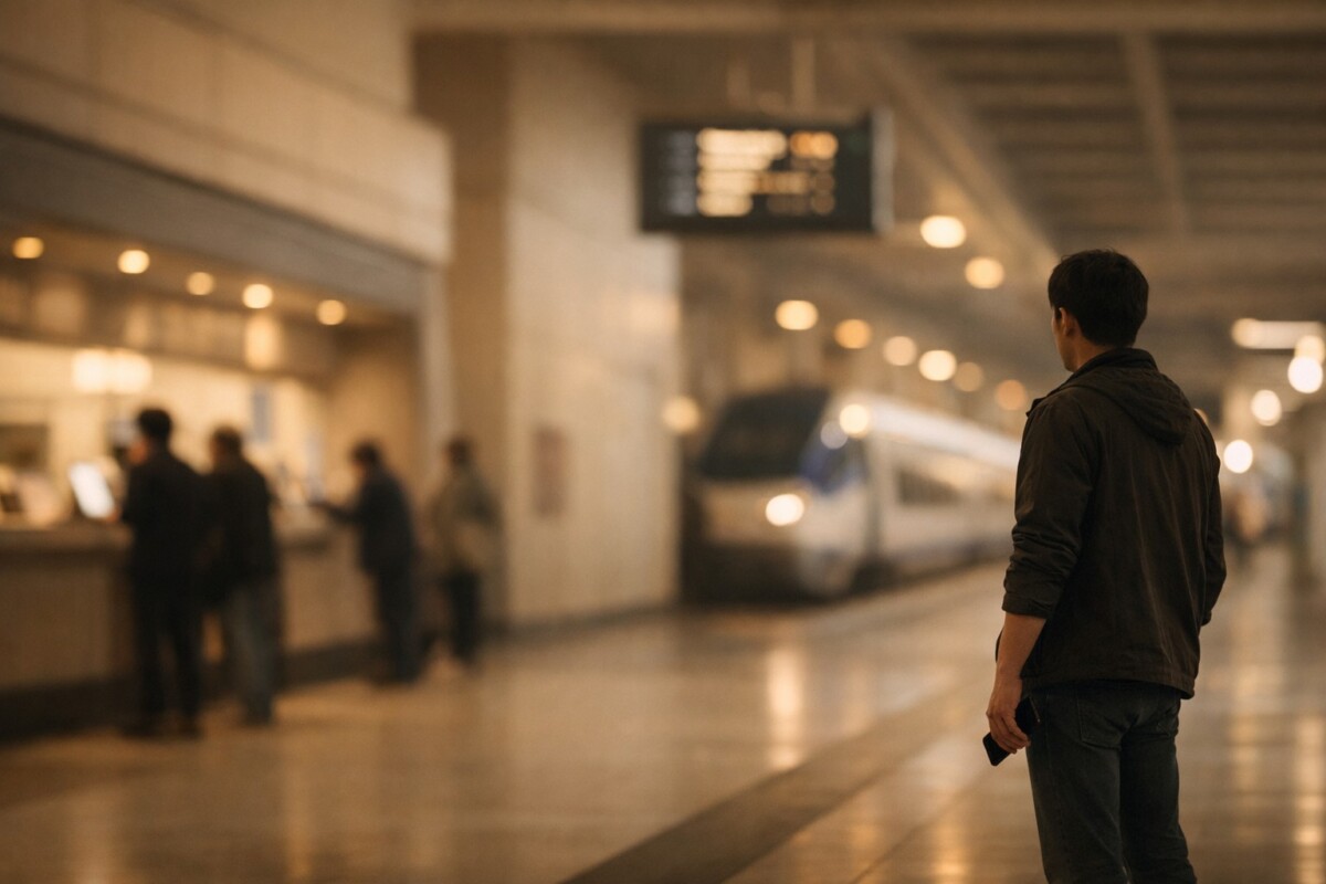 KTX / SRT 좌석-입석 전부 매진 상황에서 역 현장에서 마지막 선택을 고민하는 승객의 모습