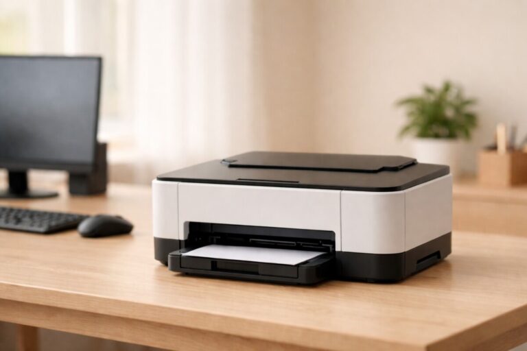 Windows 업데이트 후 프린터 안 될 때 고장처럼 보이지만 실제로는 설정 문제로 인해 인쇄가 멈춘 상황을 표현한 대표 이미지