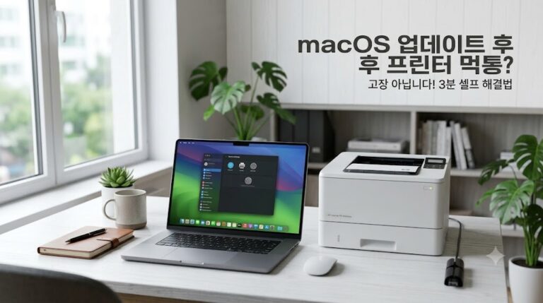 macOS 업데이트 후 프린터 인쇄 오류 및 먹통 문제를 3분 만에 해결하는 셀프 점검 방법 대표 이미지