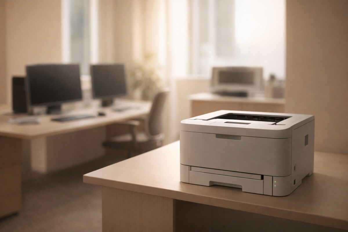 공유 프린터 추가는 되는데 출력만 안 됨 문제가 발생한 사무실 환경에서 정상 연결된 프린터가 출력되지 않는 상태를 표현한 이미지