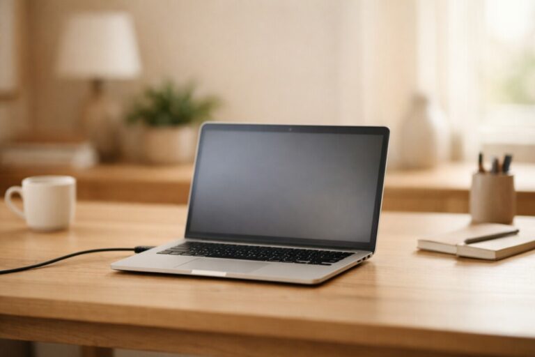 노트북 충전 안됨 상태에서 충전기를 연결한 채 전원과 배터리 상태를 점검하는 노트북 장면