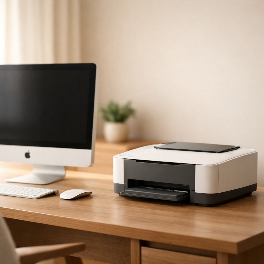 맥에서 프린터는 보이는데 출력이 안 될 때 상황을 표현한 이미지