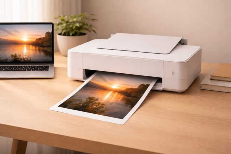 사진 인쇄만 색이 다른 이유와 해결 순서를 설명하는 화면과 출력 색 차이 장면 이미지