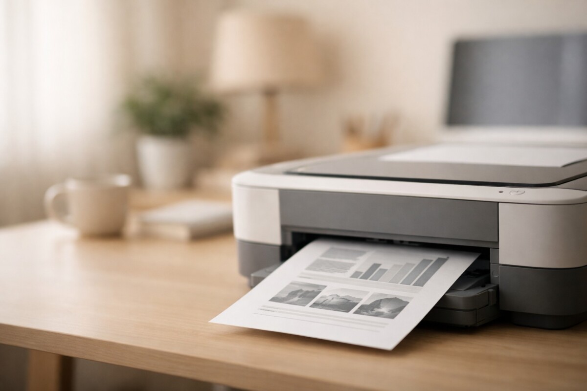 컬러 출력이 회색으로만 나올 때 발생하는 프린터 색상 오류 상황을 보여주는 이미지