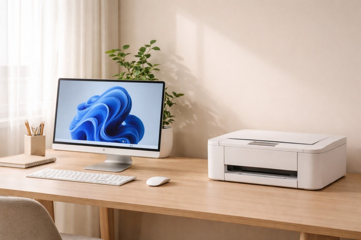 프린터 삭제했는데 다시 나타남 현상을 보여주는 Windows 환경에서 프린터가 삭제 후에도 다시 인식되는 상황을 표현한 이미지