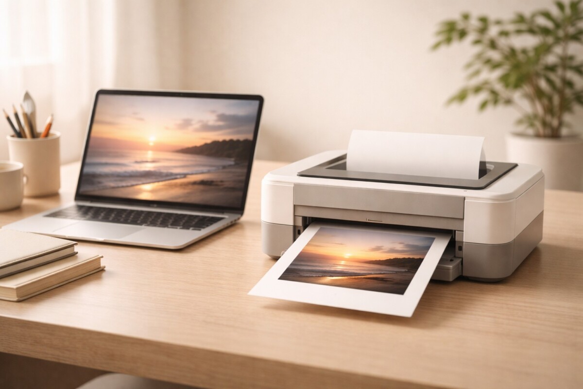 프린터 출력 색이 어둡게 나올 때 색상 보정 설정 문제를 보여주는 이미지