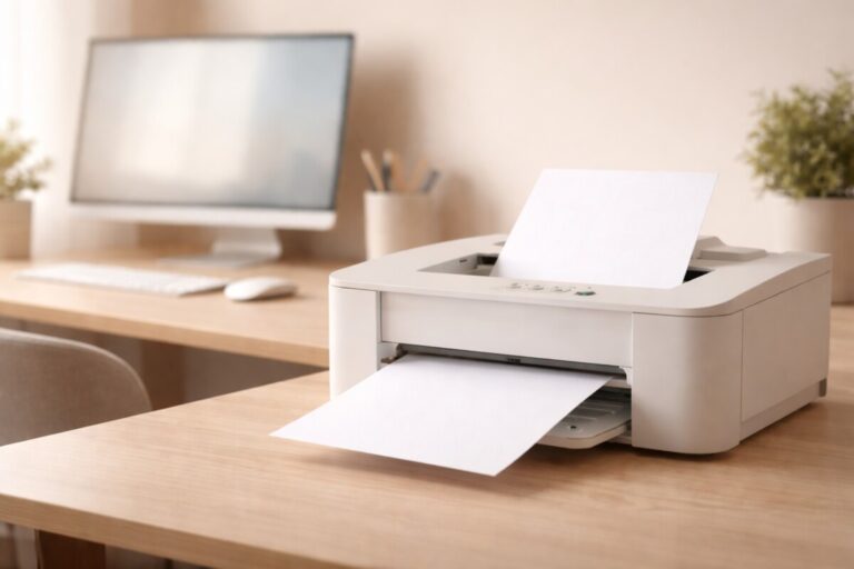 프린터 출력 속도가 갑자기 느려졌을 때 발생하는 지연 상황을 표현한 이미지