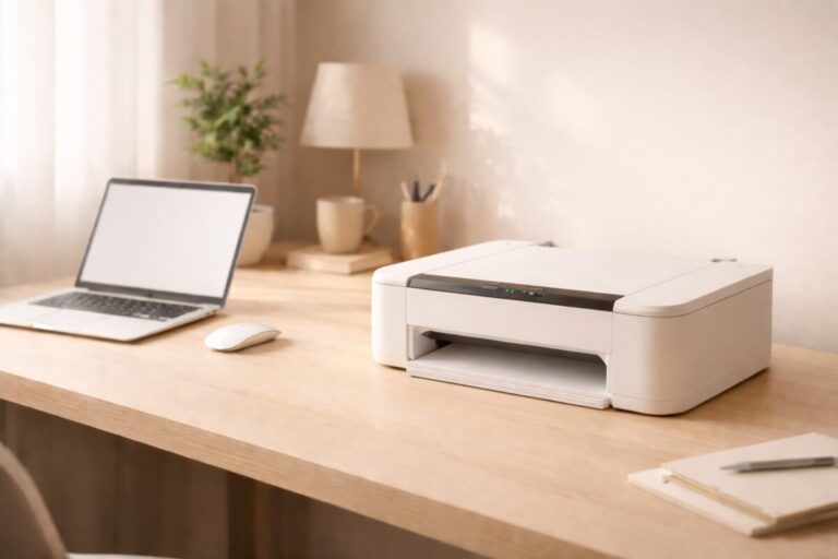 프린터가 갑자기 멈췄을 때 출력은 멈춰 있지만 장비는 정상 상태인 상황을 표현한 대표 이미지