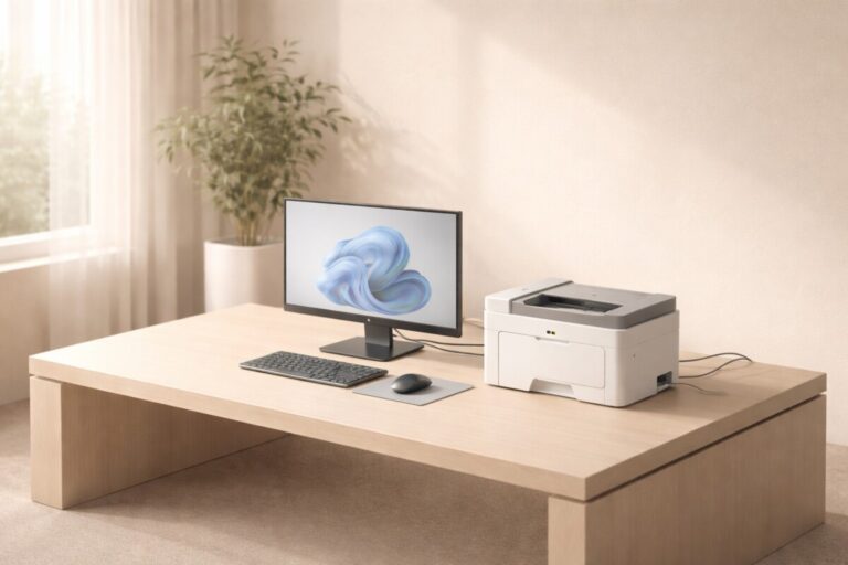 학교/회사 네트워크에서 프린터가 안 되는 이유로 출력되지 않는 상황을 보여주는 대표 이미지