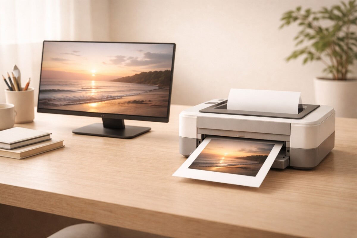 화면과 출력 색감이 다를 때 색상 관리 기준 차이로 발생하는 출력 색감 문제 상황