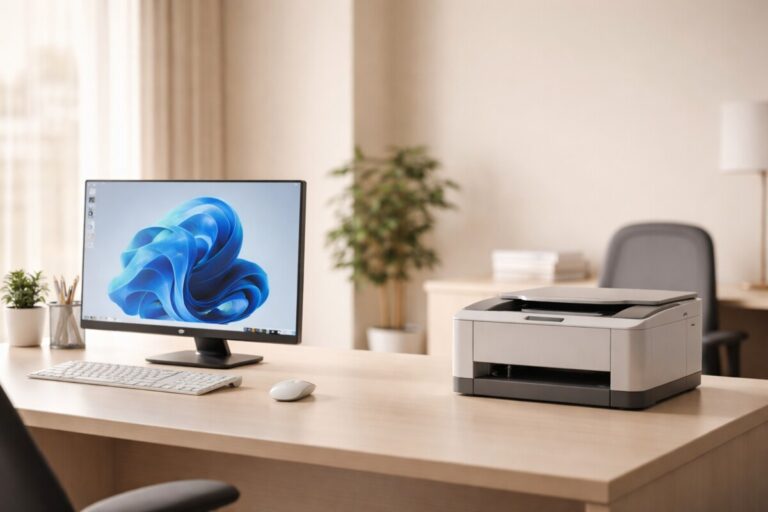 회사 PC에서 프린터가 설치되지 않는다면 상황을 보여주는 업무용 PC 환경