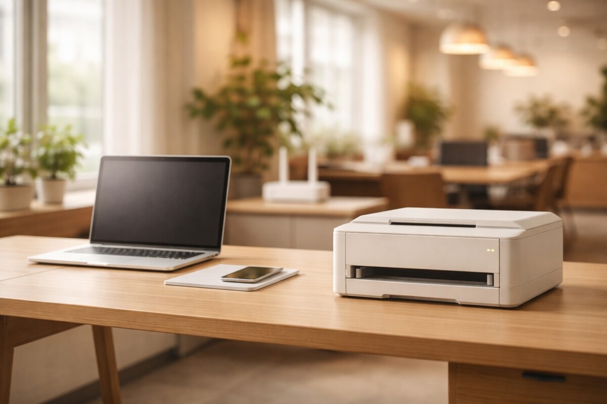 회사/카페 와이파이에서 프린터가 정상 작동하지 않는 상황을 표현한이미지