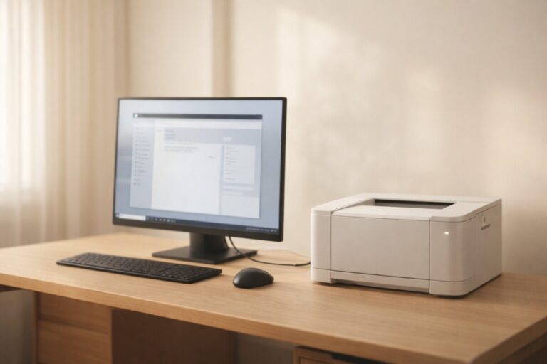 USB 프린터 절전 후 인식 안 됨 상황을 표현한 이미지