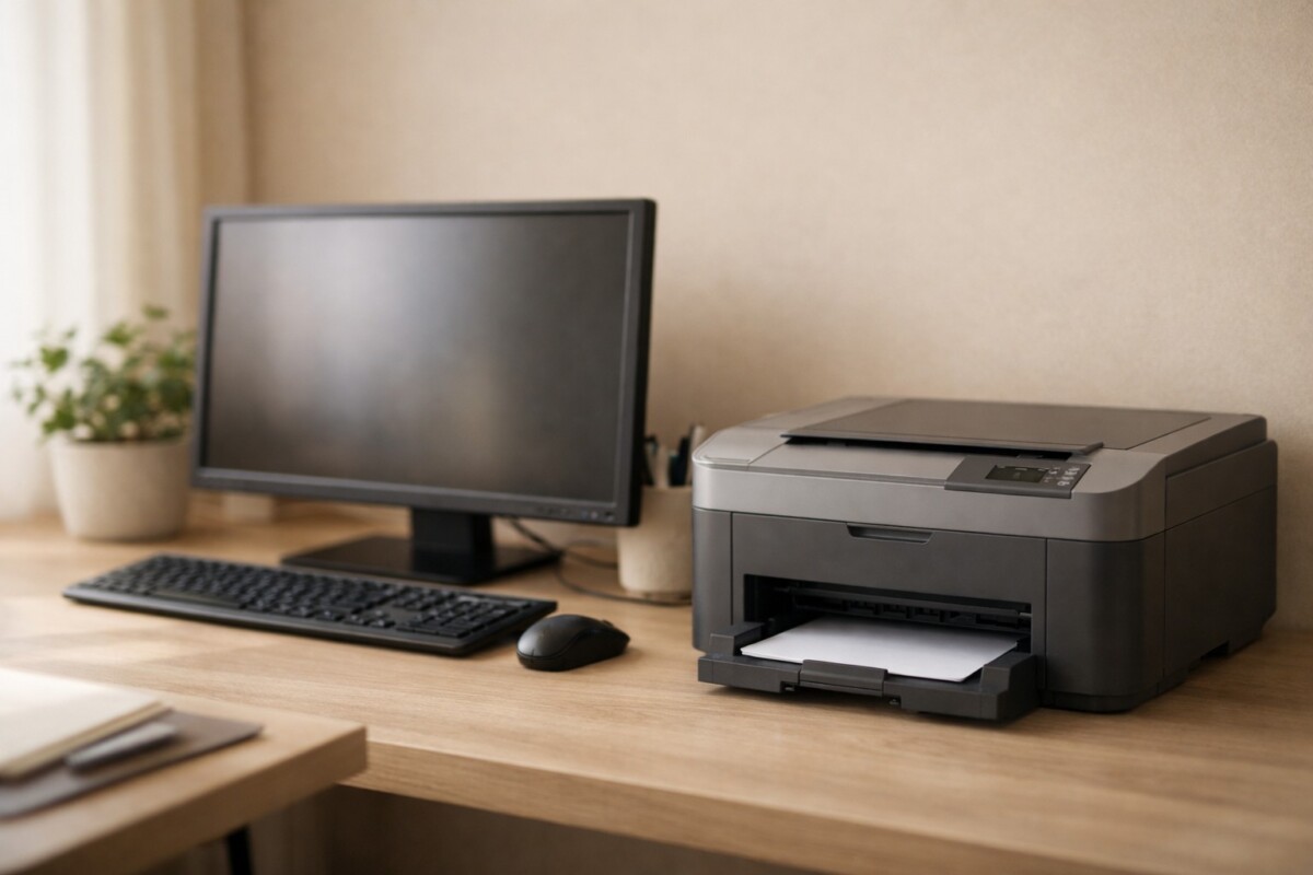 WSD 포트에서 TCP/IP 포트로 변경하는 방법 적용 전 네트워크 프린터 연결 불안정 상황을 보여주는 홈오피스 환경