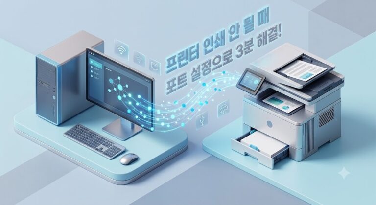 프린터 인쇄가 안 될 때 포트 설정 WSD TCP IP 해결법 3D 대표 이미지