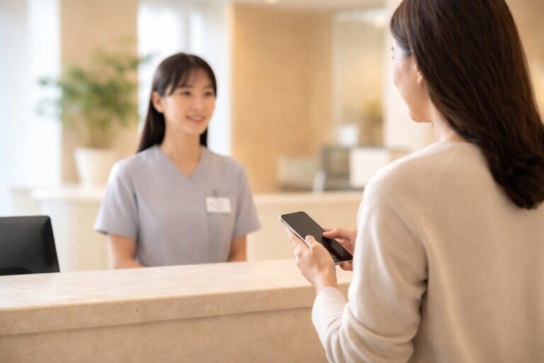 건강보험 자격 상실 후 당일 해결 방법 상황에서 병원 접수 창구에서 자격을 확인하는 장면