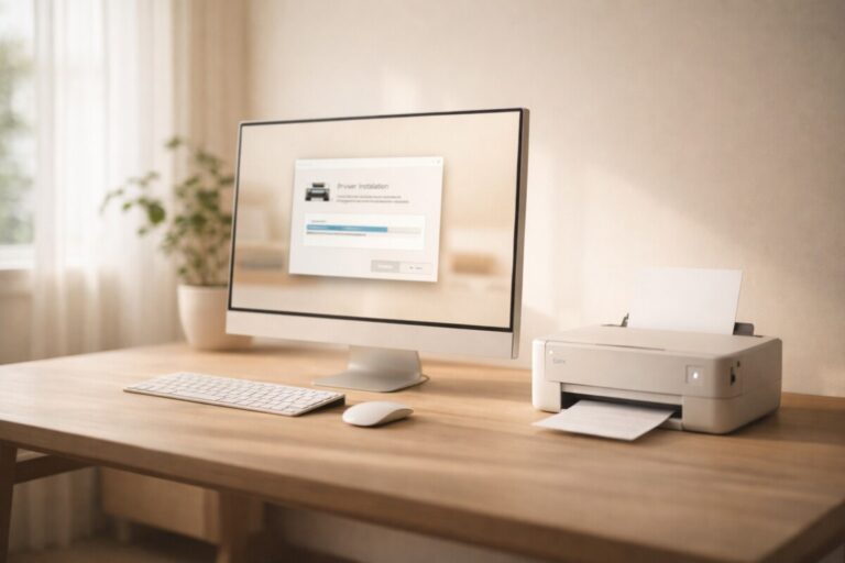 Epson 드라이버 설치 오류로 프린터 인식 문제를 점검하는 컴퓨터와 프린터 환경