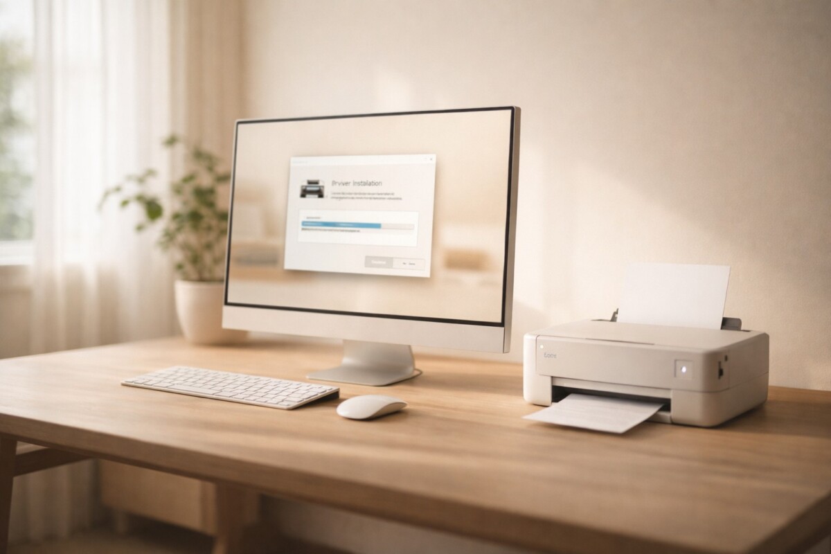 Epson 드라이버 설치 오류로 프린터 인식 문제를 점검하는 컴퓨터와 프린터 환경