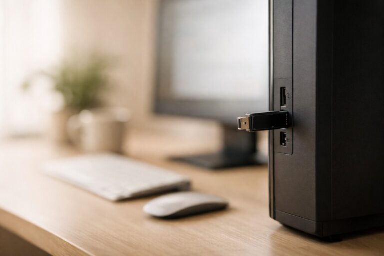 USB 장치 인식 안됨 문제로 컴퓨터에 연결된 USB가 인식되지 않는 상황을 보여주는 이미지