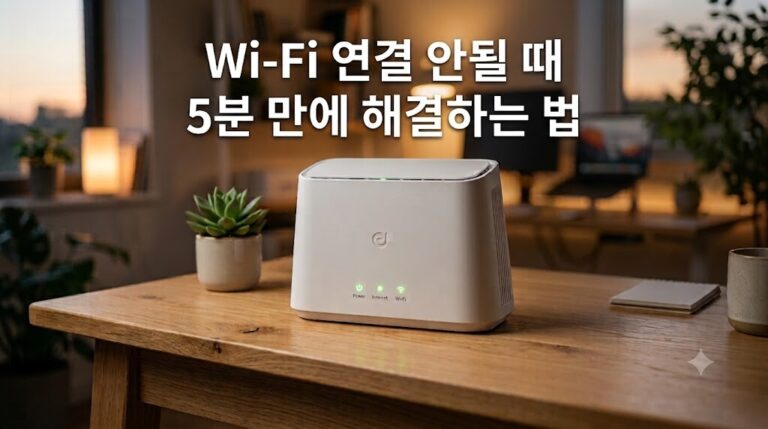 Wi-Fi 연결 안될 때 5분 자가 해결 순서가 적힌 대표 이미지