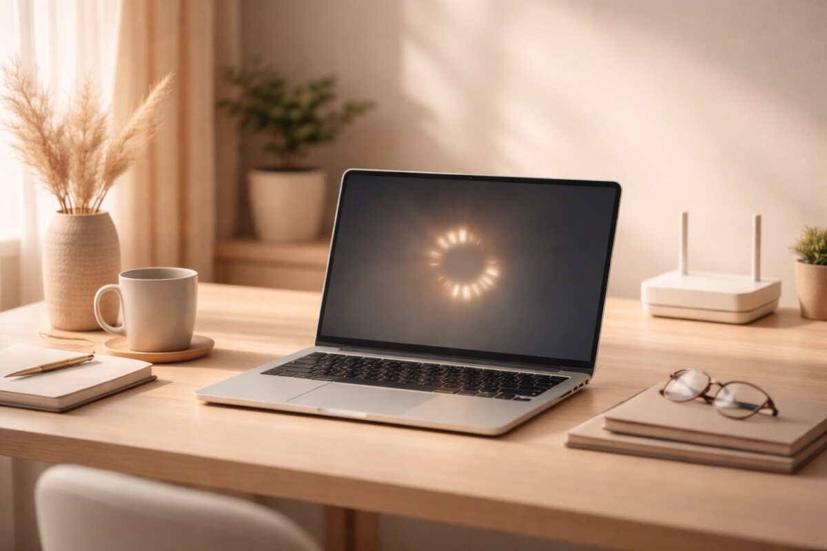 인터넷 느릴 때 해결 방법 노트북에서 인터넷 속도가 느린 상황을 표현한 이미지