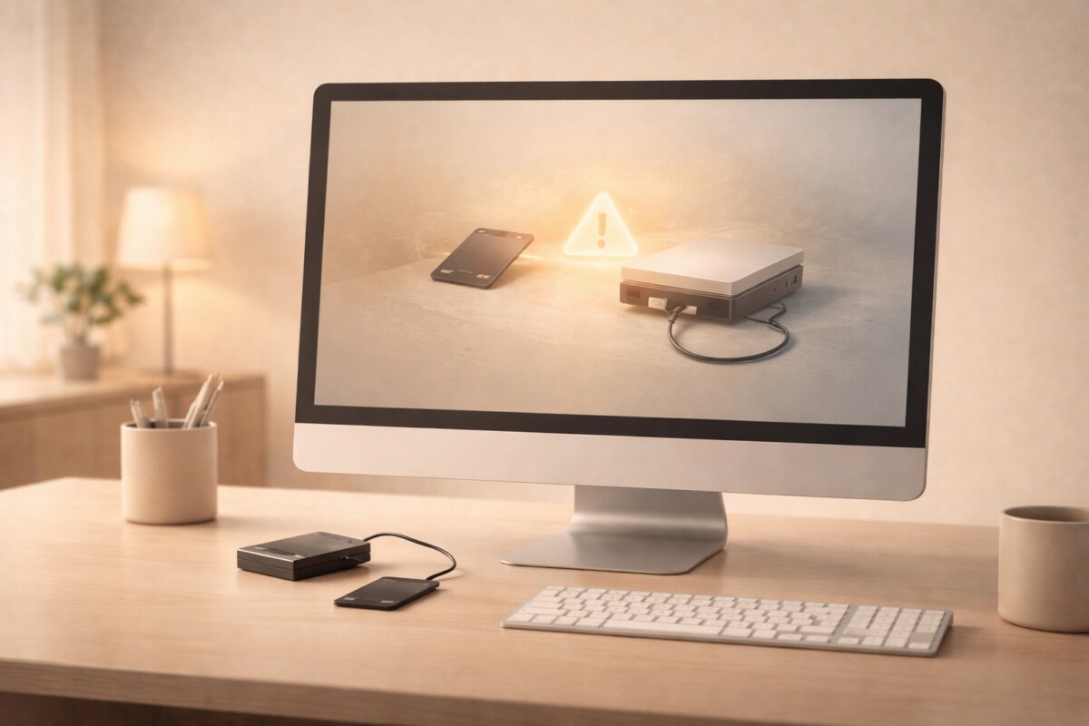 SD카드 인식 안됨 상태에서 연결 문제를 확인하는 작업 환경 장면