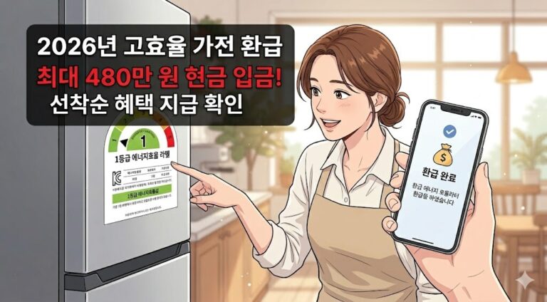 2026년 고효율 가전 구매지원 사업 환급 최대 480만 원 지원 혜택 안내 이미지