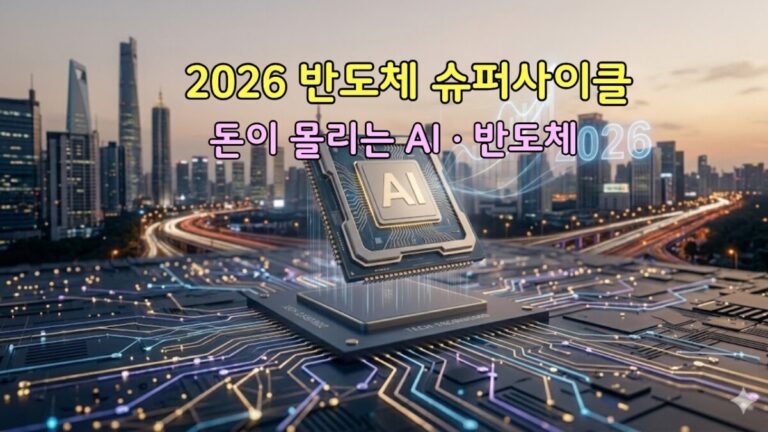 2026 반도체 슈퍼사이클과 AI 반도체가 주도하는 미래 먹거리 산업의 지능형 기기 생태계를 시각화