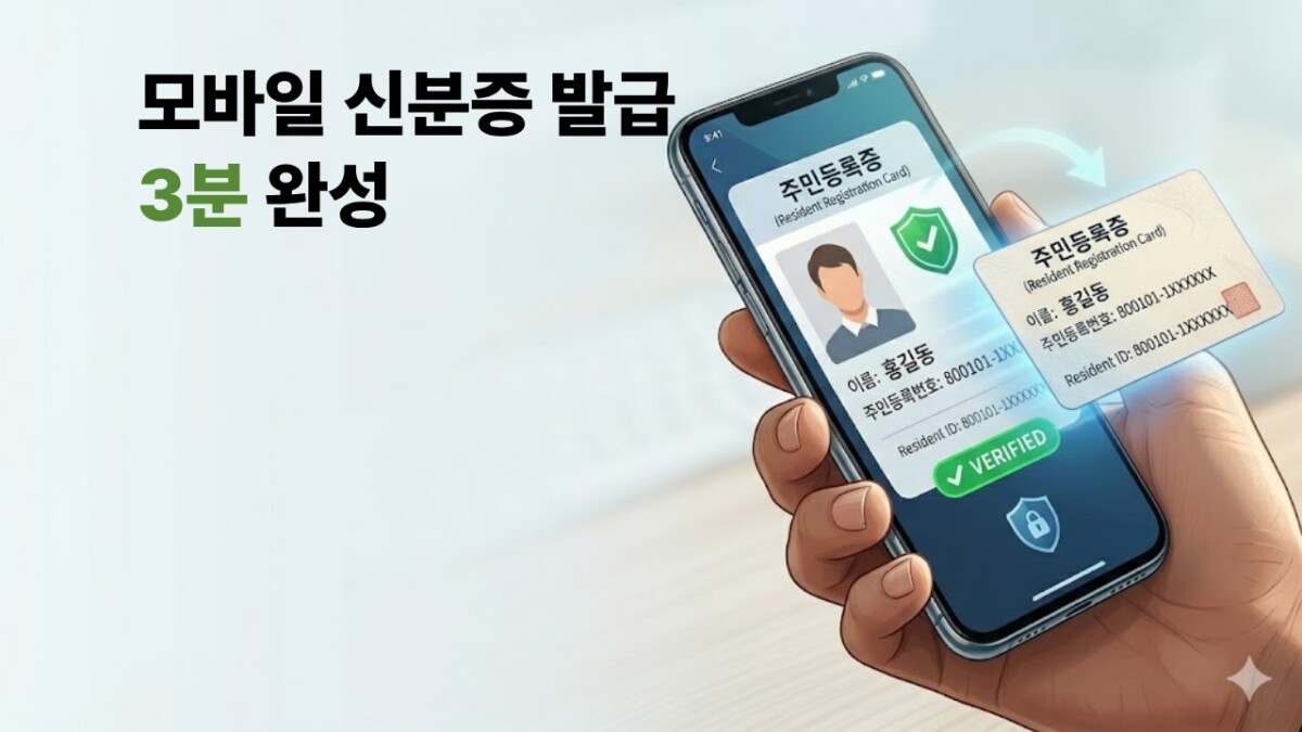 모바일 신분증 발급 방법을 직관적으로 보여주는 일러스트