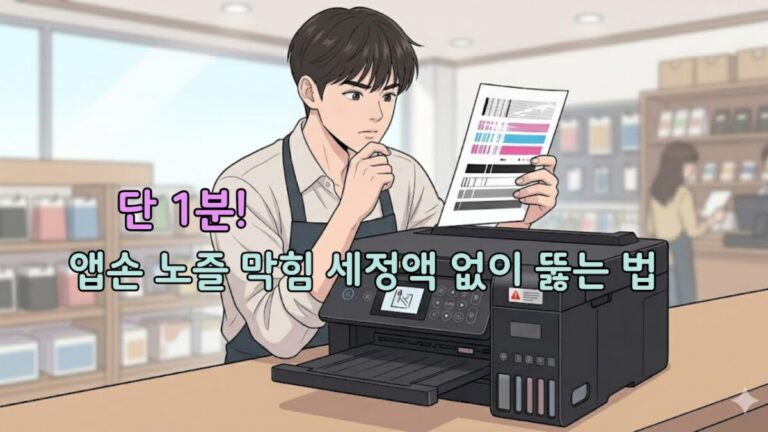 Epson 무한 잉크 노즐 막힘 해결 및 인쇄 품질 상태를 점검하는 모습