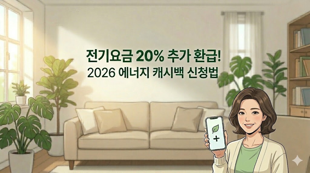 2026년 에너지 캐시백 신청으로 여름 전기요금 최대 20% 환급받는 방법을 설명하는 블로그 대표 이미지