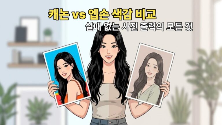 캐논 vs 엡손 프린터의 사진 출력 색감 차이를 직관적으로 보여주는 썸네일 이미지
