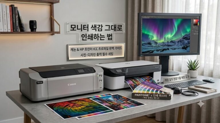 Canon HP 프린터 ICC 프로파일 적용법을 통해 모니터 색감 그대로 인쇄하는 방법을 보여주는 가이드 썸네일